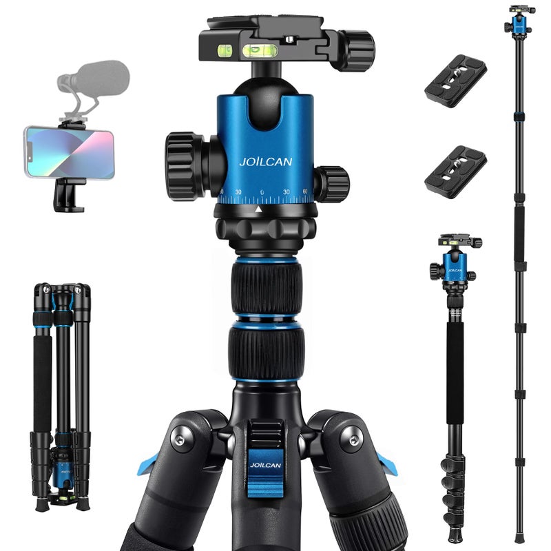 JOILCAN Tripod for Camera, 81" Aluminum Camera Tripod, 83" DSLR Tripods & Monopods, Heavy Duty Travel Tripod for Binoculars Spotting Scope Telescope, Max Load 35lb - Image 1